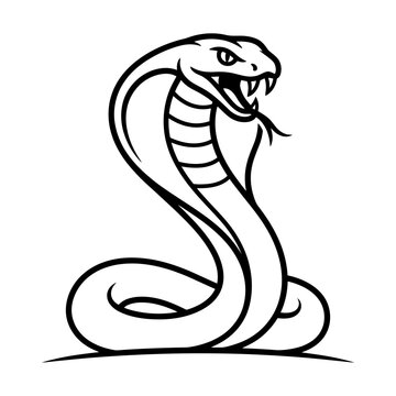 Hooded cobra snake outline in a clean coiled wildlife pose
