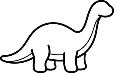 Sauropod Dinosaur Vector Line Art Illustration Isolated on White Background © Pixemtovector