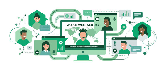 Fototapeta premium Global Video Conferencing and Web Communication
