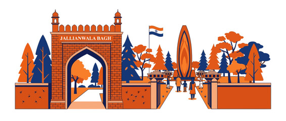 Obraz premium Indian Monument Gate and Memorial with Trees