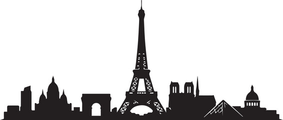Paris city skyline silhouette with eiffel tower and landmark Vector, illustration