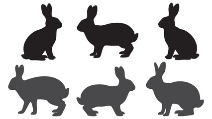 Rabbit silhouettes in black a collection of vector animal shapes on a white background © MDMEHEDI