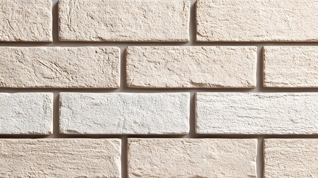 Modern light beige brick wall texture with a rough, natural finish