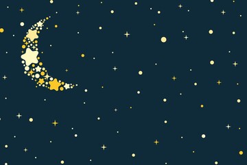 Galaxy and the Crescent moon of the Star night background. © Sudakarn
