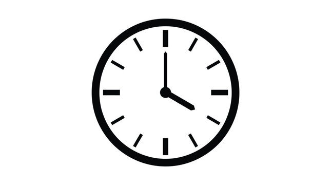 Minimalist black and white wall clock icon showing four o'clock with bold simple graphic lines