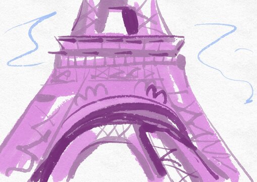 eiffel tower paris. hand drawn illustration. 