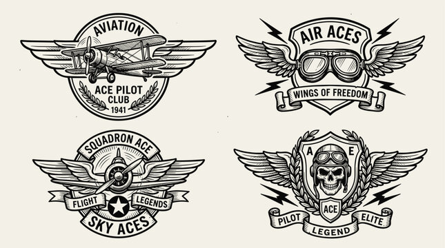 Aviation air aces pilot emblem badge collection