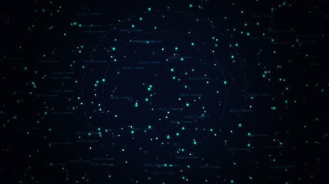 Abstract Glowing Digital Data Particles and Network Background