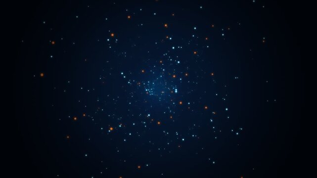 Abstract Glowing Blue Particles and Sparks Floating Background