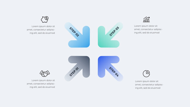 Four business options with arrows converging at the center