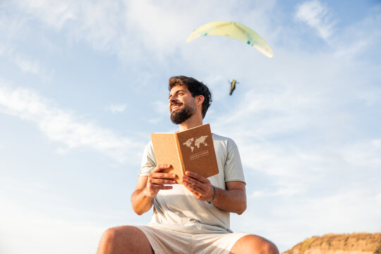 Remote worker dreaming of adventure enjoying freedom outdoors