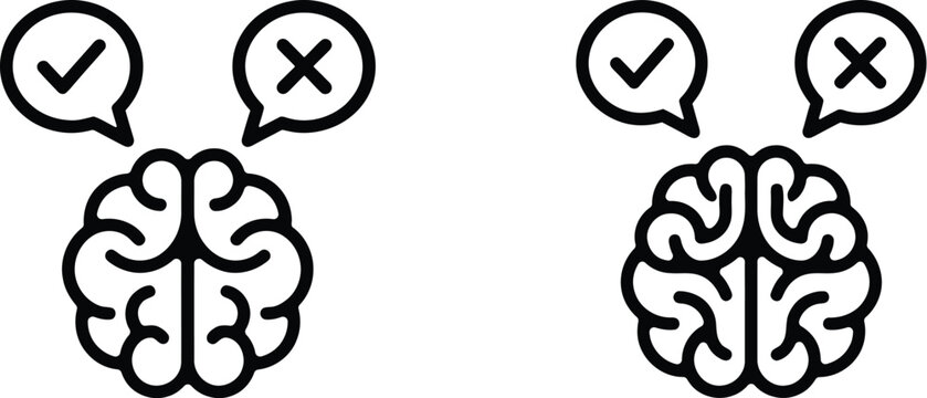 Mental decision icons showing right or wrong choices for ux interface