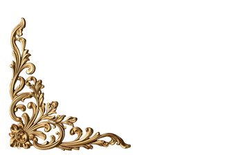 Fototapeta premium Golden ornate corner scrolling ornament with baroque rococo style, luxury decorative filigree flourish design element