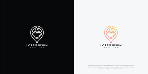 Fototapeta premium Minimalist Hot Air Balloon Location Pin Logo for Travel and Adventure