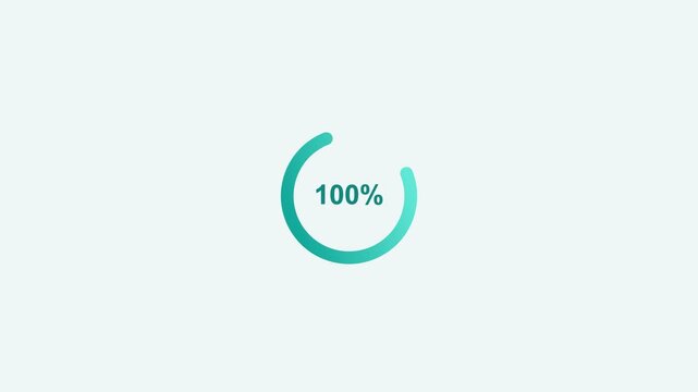 animated spinning circle loader with a percentage, teal color scheme