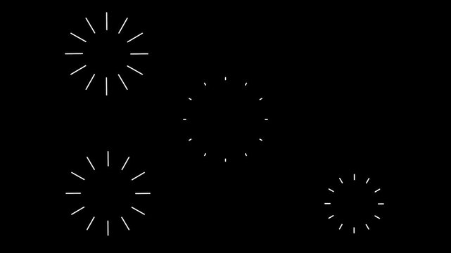 Spinning loading icons in a sequence against a dark background with subtle motion