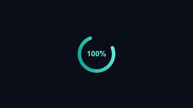 animated spinning circle loader with a percentage, dark teal color scheme
