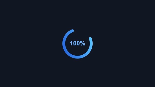 animated spinning circle loader with a percentage, dark blue color scheme