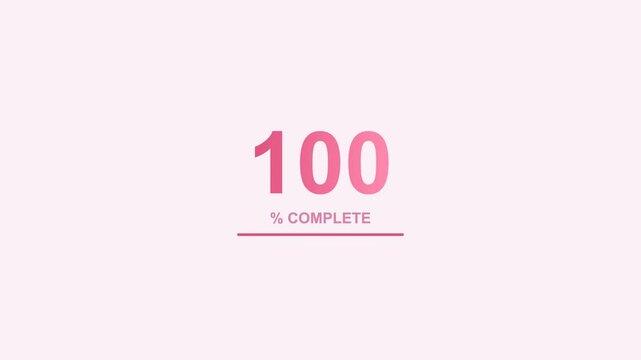 animated number counter loading from zero to one hundred percent, pink color scheme