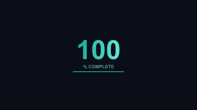 animated number counter loading from zero to one hundred percent, dark teal color scheme
