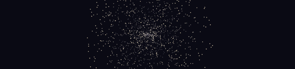 Abstract stardust explosion on black background, glowing silver glitter particles vector, cosmic dust burst for cinematic web banners and luxury design © MJ Master