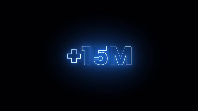 Moderan text icon animation with 15M views, 15M views, like, comment for social media, 15M text icon celebration letter in 4k with alpha channel.