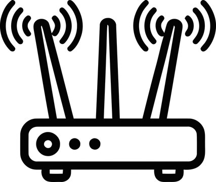 Wireless Router Icon with Antennas and Signal Waves