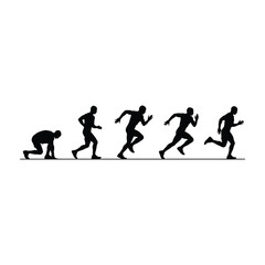 Obraz premium Silhouettes of people walking in a row, black and white