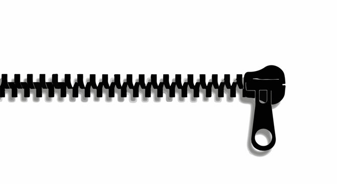 Black zipper partially open on a clean white background, creating a sense of division or access.