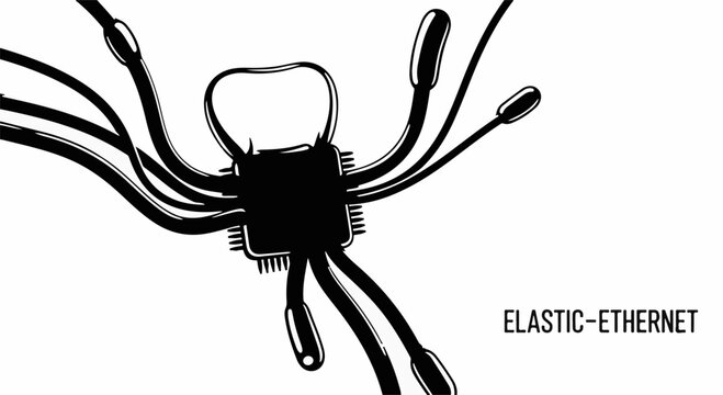 Abstract representation of a central processing unit with multiple cables extending outwards like tentacles, symbolizing connectivity and data flow.