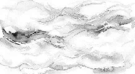 Obraz premium Abstract swirling patterns with halftone dot texture and organic shapes design element.