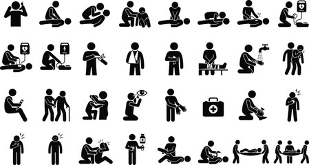 Obraz premium Set of first aid and emergency medical icons