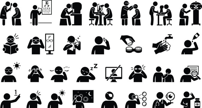 Set of ophthalmology and eye care icons