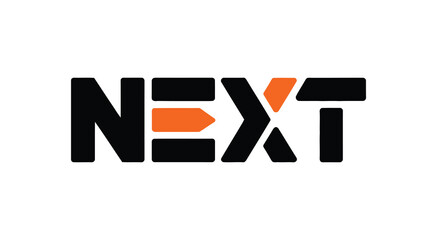 Next word with arrow letter logo vector design, modern typography template featuring a directional arrow symbol for business branding, startup identity, technology companies, logistics, navigation, an © Gary D. Marlow