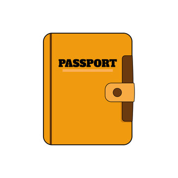 Flat Yellow Passport Vector Icon with Outline Isolated on White