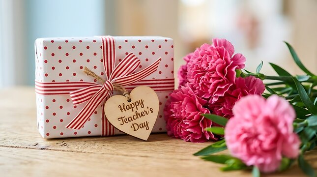 Happy teachers day gift and flowers appreciation for educators