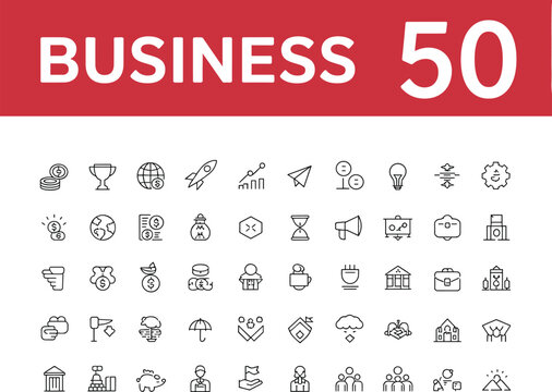 Business Icons Set With Number 50