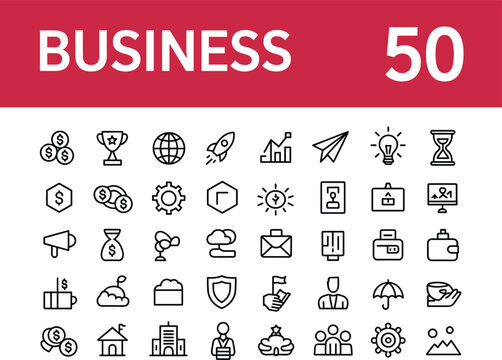 Business Icons Set With Number 50