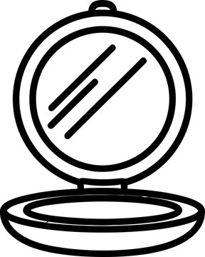 Compact mirror icon, open and isolated on white background, line art style