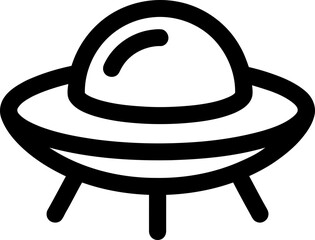 Simple UFO icon, flying saucer outline, alien spaceship, outer space, sci-fi vector graphic. © Tep