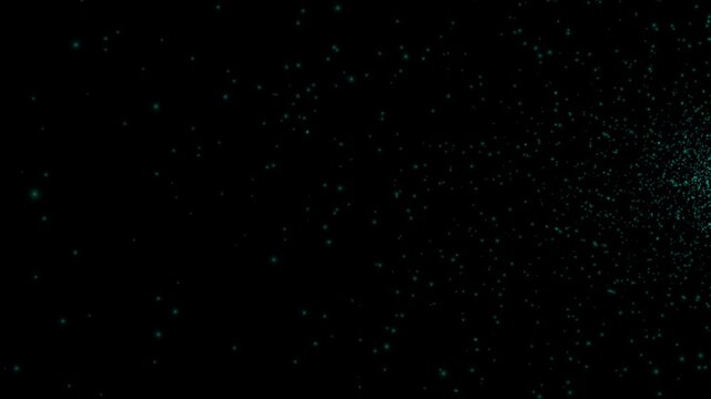 Cyan glowing particles twinkle and float gently across a dark void in a subtle motion background ideal for space or ambient overlay screens