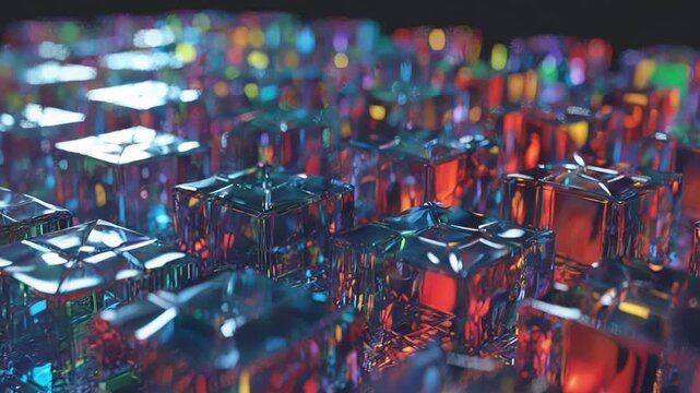 Zoomedin medium shot highlighting detailed squares of a commodity correlation matrix glowing in bright colors with the rest blurred in the background.