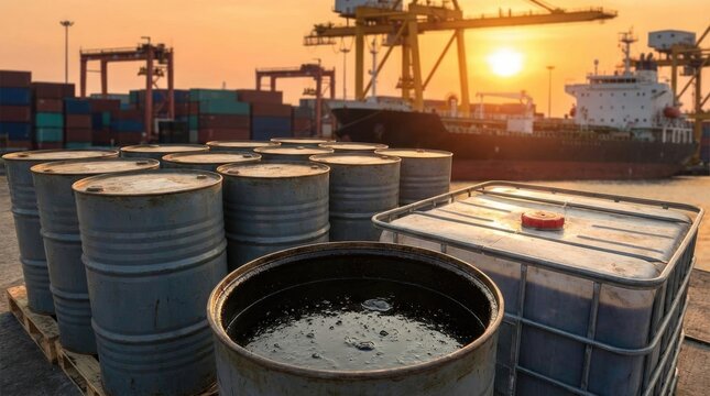 Petroleum market dynamics: oil export, oil import, oil price, crude barrel, energy supply, global commerce, liquid storage, fuel transport, dock activity, maritime shipment.