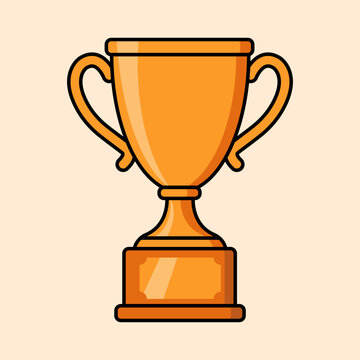 Golden championship trophy flat vector illustration