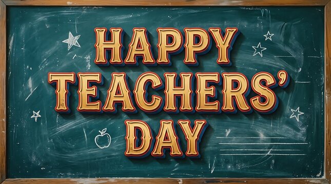 Happy teachers day festive chalkboard illustration for educator appreciation