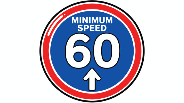 A circular road regulatory sign displaying a mandatory minimum speed limit of sixty kilometers per hour for traffic