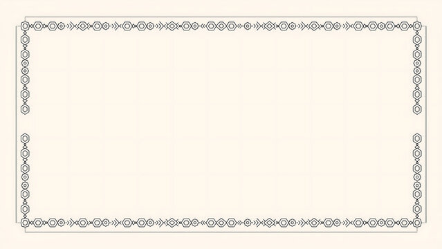Decorative rectangular frame with geometric patterns and lines isolated on a transparent background