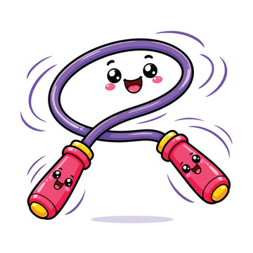 Cute Cartoon Jump Rope Character With Smiling Face Engaging In Fun Fitness Activity For Healthy Active Lifestyle Illustration