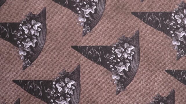 Slow Rotating View of Vintage Witch Hat Craft Paper Surface Background, halloween rotating background