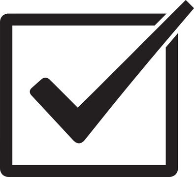 Bold checkbox with checkmark symbol for approval selection or confirmation graphic design vector element checkbox selection approval confirmation verified decision